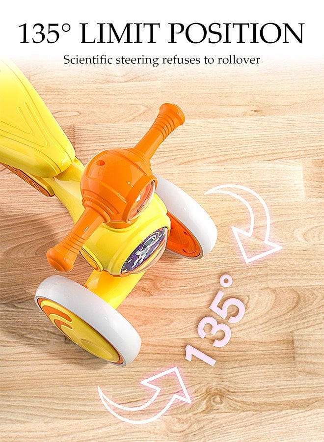 DUNISO دراجة توازن للأطفال 4 عجلات دراجة للأطفال لعبة ركوب مزودة بإطارات مضادة للانزلاق عريضة دراجة خفيفة الوزن مع ضوء LED مناسبة للاستخدام العائلي والخارجي، لزيادة التفاعل بين الوالدين والأطفال - Image 3