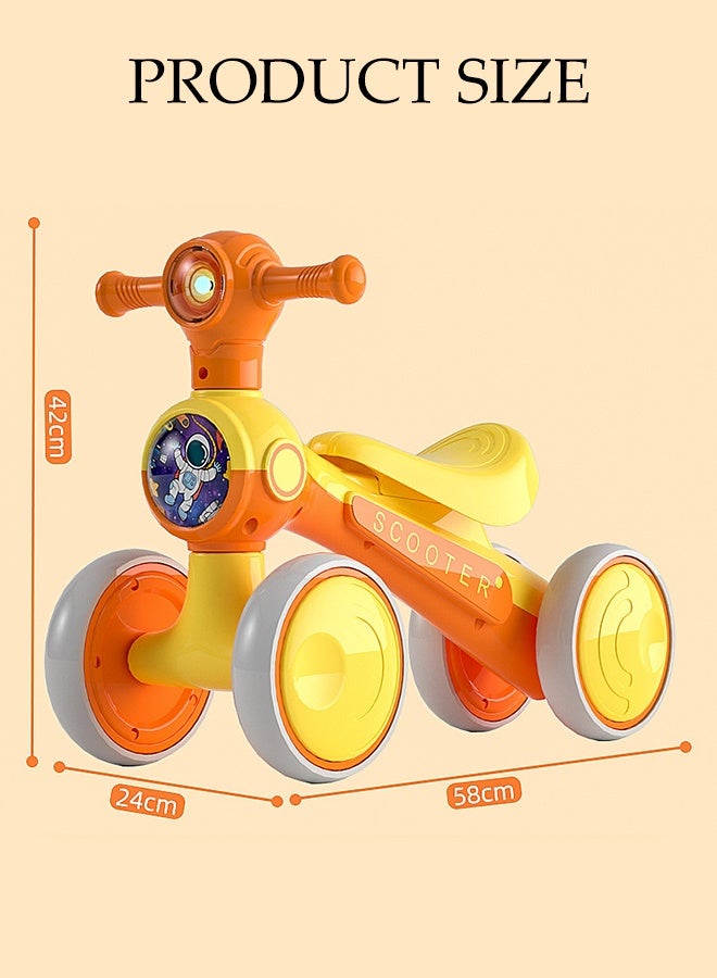DUNISO دراجة توازن للأطفال 4 عجلات دراجة للأطفال لعبة ركوب مزودة بإطارات مضادة للانزلاق عريضة دراجة خفيفة الوزن مع ضوء LED مناسبة للاستخدام العائلي والخارجي، لزيادة التفاعل بين الوالدين والأطفال - Image 4