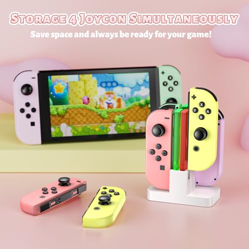 FastSnail Charging Dock for Nintendo Switch for Joy Con & OLED Model Controller with Lamppost LED Indication, Pro Controllers Charger Stand Station Compatible with Joycons with Charging Cable White - Image 3