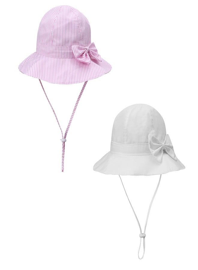 ECOSUMA Toddler Summer Hat 2-5T 2 Pack White/Pink Stripe - Image 1