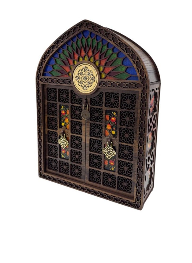 Joza Box Traditional Wooden Door Décor Box – Middle Eastern Inspired – 7.5 x 30 x 22 cm  - Image 1