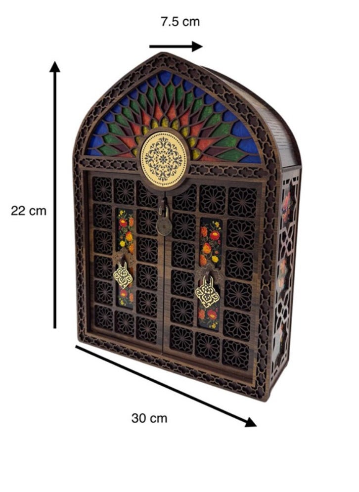 Joza Box Traditional Wooden Door Décor Box – Middle Eastern Inspired – 7.5 x 30 x 22 cm  - Image 2