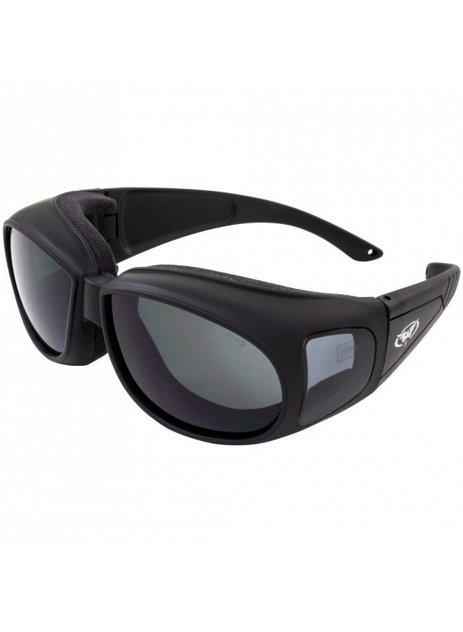 Global Vision Outfitter Padded Fit-Over Motorcycle Safety Sunglasses (Smoke Lens) - Image 2