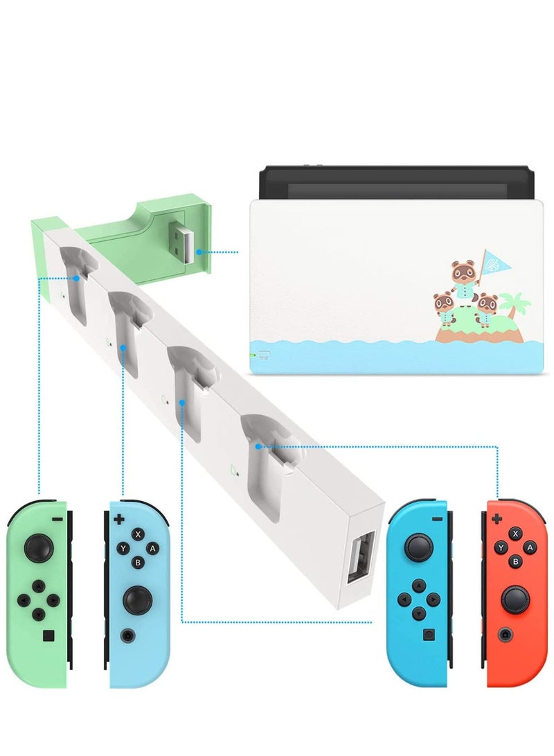 Controller Charger Compatible forJoy-Con, for Switch & OLED Model Version, Joy-Con for Nintendo Model, USB Charging Dock Station Stand with Indicator - White - Image 5