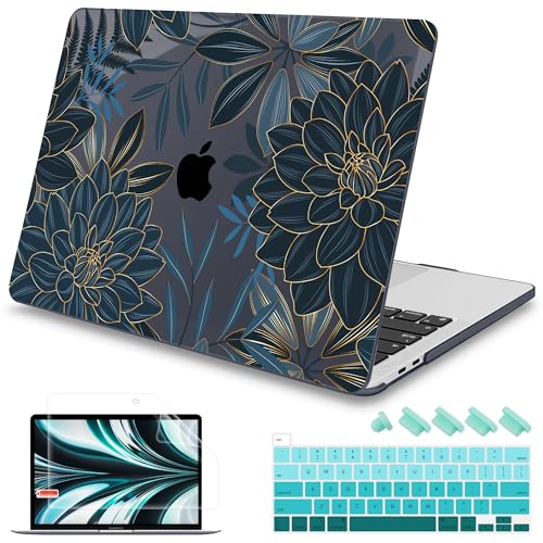 Mektron Designed Case for MacBook Pro 16 Inch A2141 Cover 2019 Release 16 with Liquid Retina DisplayTouch ID Plastic Hard Shell with Keyboard Skin Screen Protector Dahlia Flower C035 - Image 1