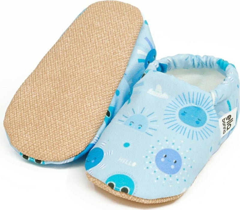 Ella Bonna Patterned Baby Booties, Non-Slip Sole, Home Nursery Shoes Slippers, Sky - Image 3