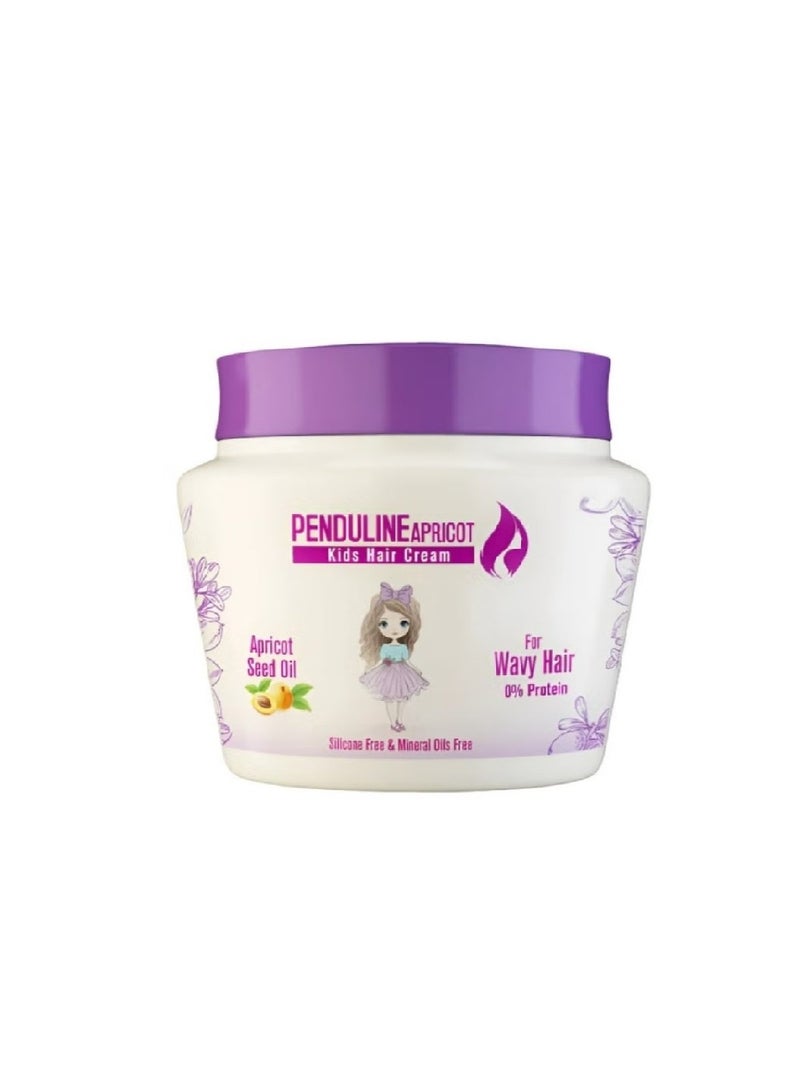 PENDULINE Kids Hair Cream with Apricot Oil – Silicone Free – 250ml – For Wavy Hair - Image 1
