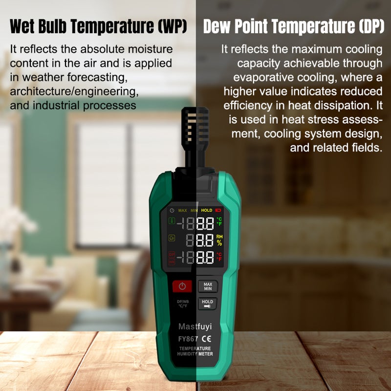 Digital Thermometer Hygrometer: Green High-Precision Sensor Color LCD - Automatic 10-Minute Shutdown Low Battery Alert Wide Temperature Range from -20°C to 60°C for Home Greenhouse Warehouse Professio - Image 4