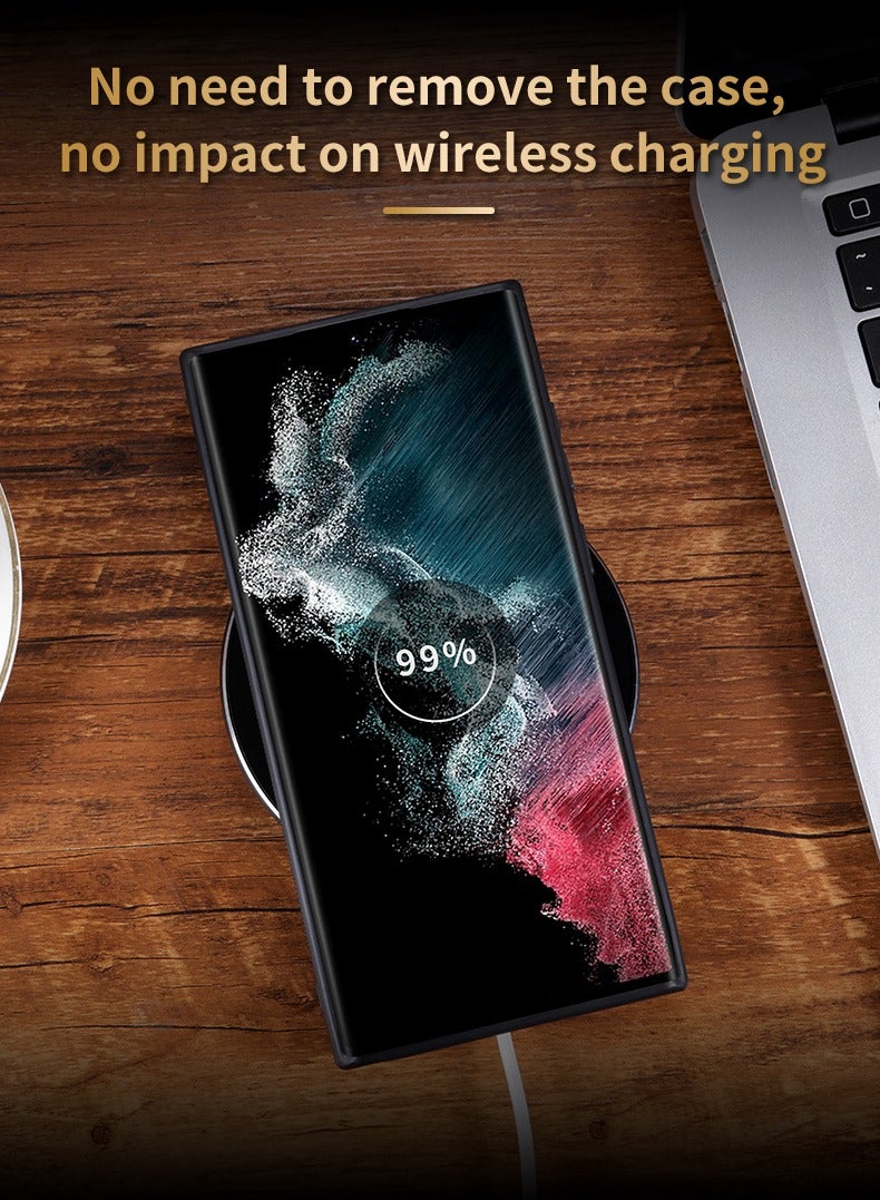 ايكارلوس جراب هاتف مضاد للخدش لهاتف Samsung Galaxy S24 Ultra مصنوع من الجلد المطبوع ومغطى بمادة TPU - أسود - Image 5