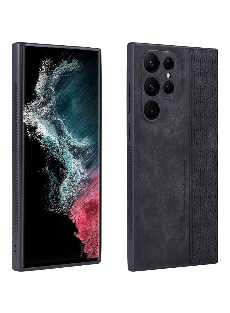 ايكارلوس جراب هاتف مضاد للخدش لهاتف Samsung Galaxy S24 Ultra مصنوع من الجلد المطبوع ومغطى بمادة TPU - أسود - Image 2