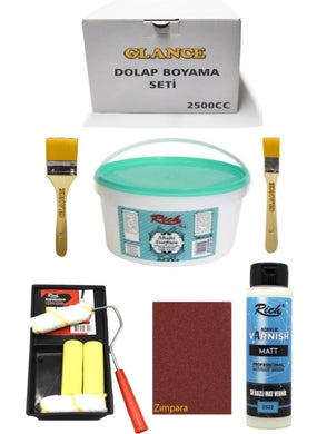 Rich 2500 cc 3,5kg Multi Surface White Cabinet Painting Set Furniture Painting Set Matte Varnish Tavarulo Set