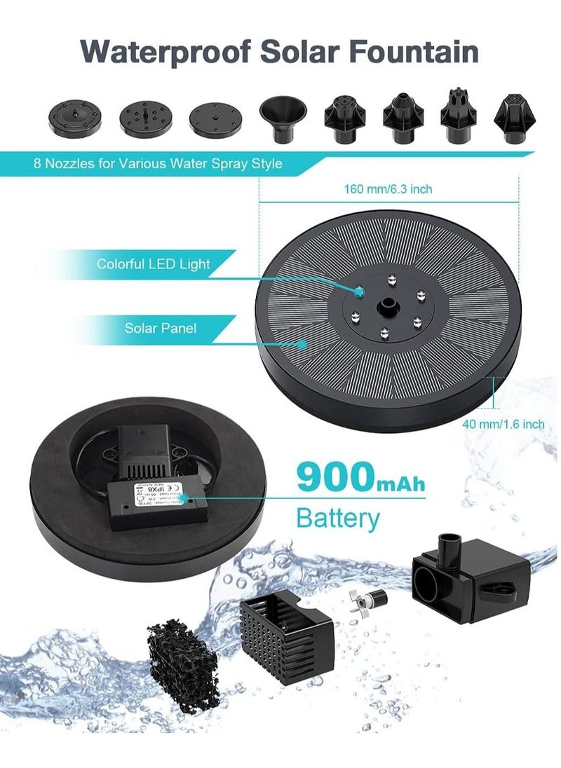 Generic The home use Solar Water Fountain 3W Solar Fountain Pump Solar Water Pump with Battery 8 Nozzles Garden Fountain Pool Water Fountain Solar Bird Bath Fountains Solar Fountain Pump for Bird Bath  - Image 4
