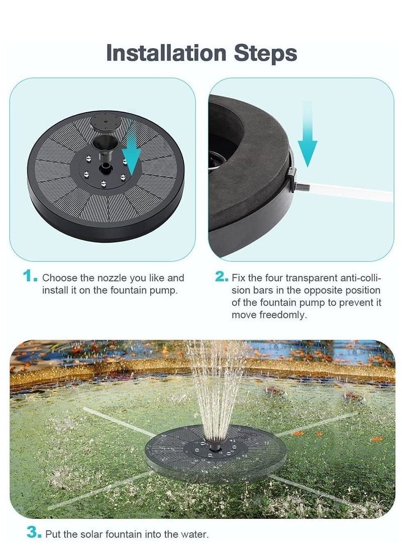 Generic The home use Solar Water Fountain 3W Solar Fountain Pump Solar Water Pump with Battery 8 Nozzles Garden Fountain Pool Water Fountain Solar Bird Bath Fountains Solar Fountain Pump for Bird Bath  - Image 5