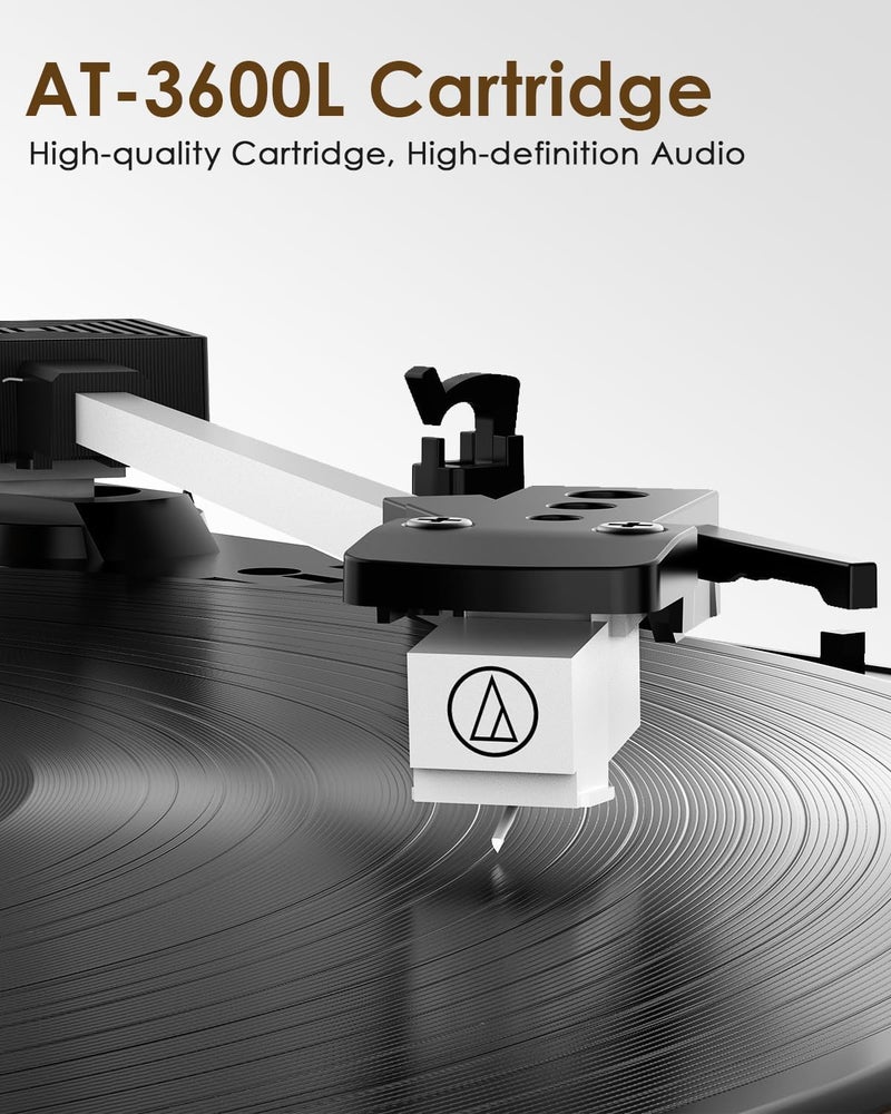 Retrolife Vinyl Record Player with External Speakers AT-3600L Cartridge - Image 2