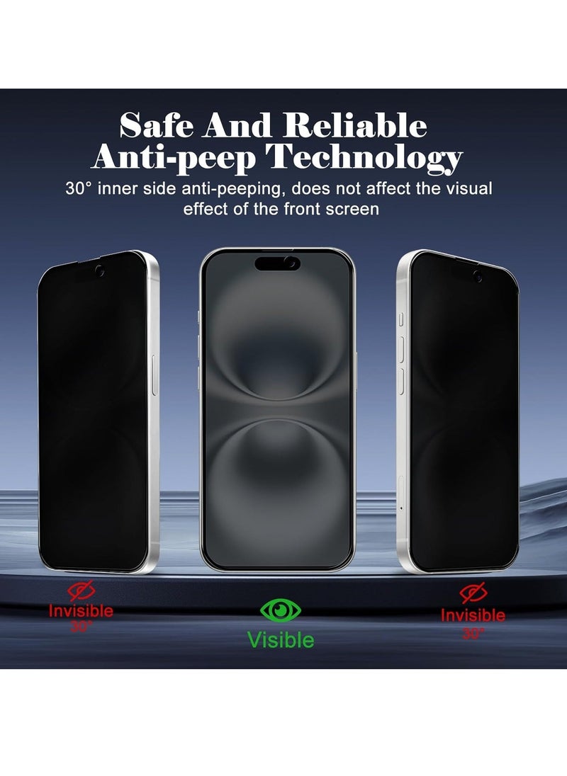 Raxoom 2-Pack Tempered Glass Privacy Screen Protector for iPhone 16 / iPhone 15 / iPhone 15 Pro [Anti-Spy, Anti-Scratch, 9H Hardness] - 6.1-Inch - Image 4