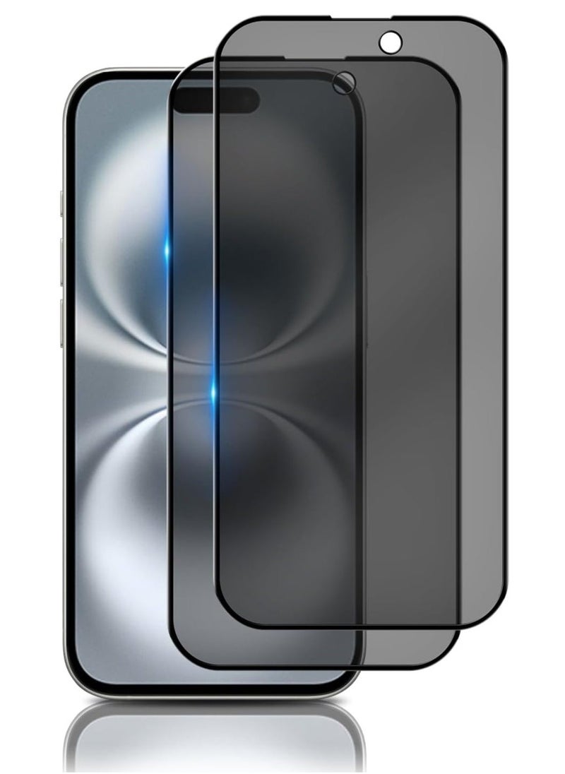 Raxoom 2-Pack Tempered Glass Privacy Screen Protector for iPhone 16 / iPhone 15 / iPhone 15 Pro [Anti-Spy, Anti-Scratch, 9H Hardness] - 6.1-Inch - Image 1