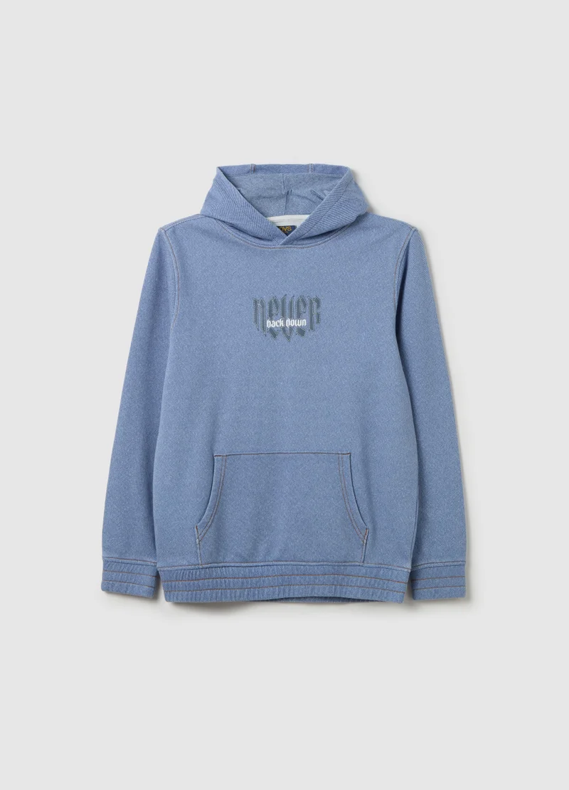 او في اس Hoodie With ''Never Back Down� Print