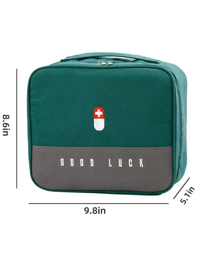 Empty First Aid Bags, Travel Medicine Bag, Medical Supplies Organizer, Portable Medical Medicine Bags Portable Kit for Traveling, Car, Home, Camping, Office, Hiking, Outdoor ( Green) - Image 2