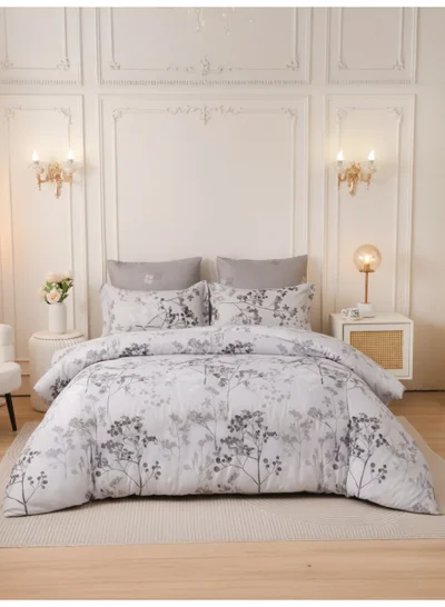 Donetella Printed Duvet Set, King Size Fits 200x200 cm - 6-Pcs Bed Set, Brushed Microfiber Fabric - 1 Duvet Cover, 1 Fitted Sheet, 2 Pillow Shams, 2 Pillowcases (Filler Not Included)