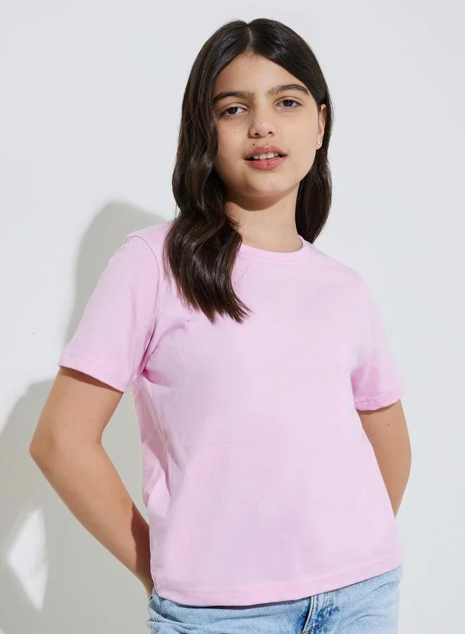 Styli Teen Girls Pack of 2 - Cotton Regular Fit Round Neck T-Shirt