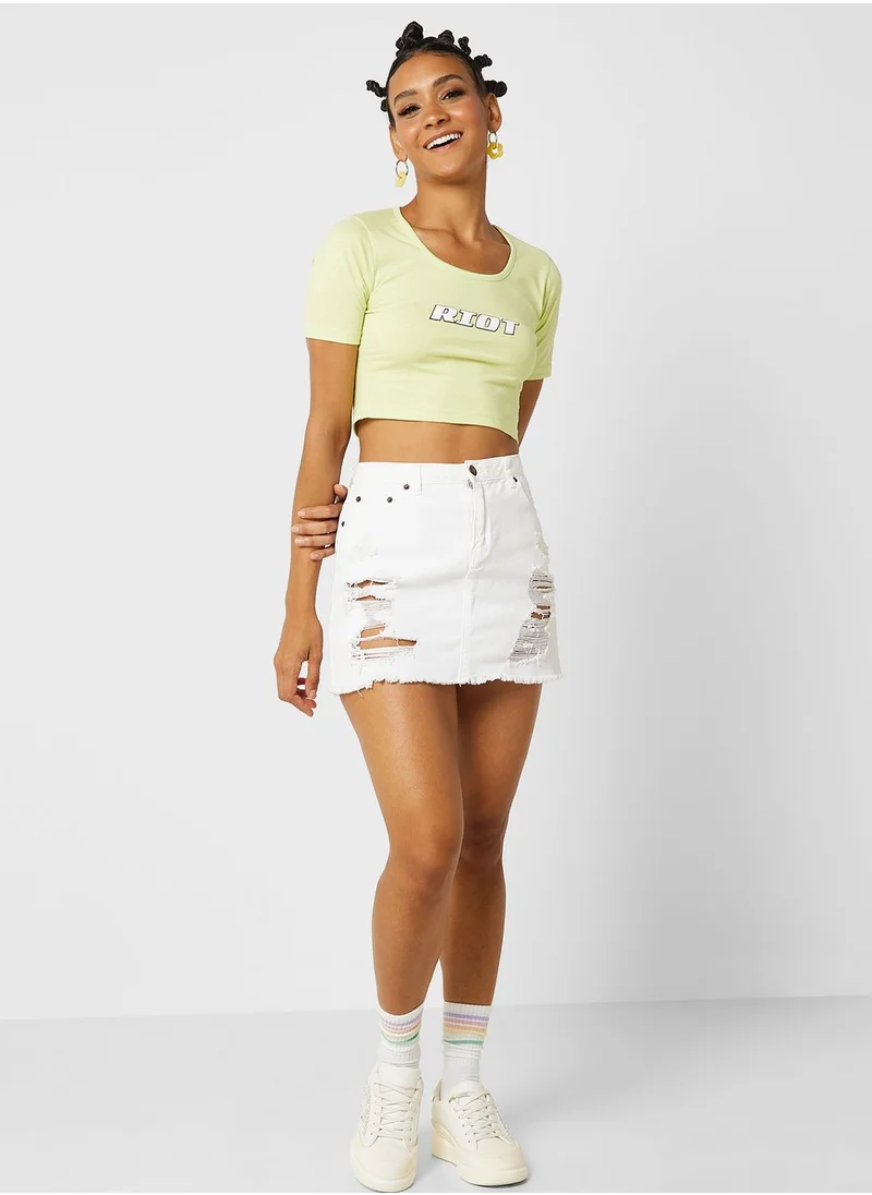 Ginger Garment Dye Boxy Cropped T-shirt