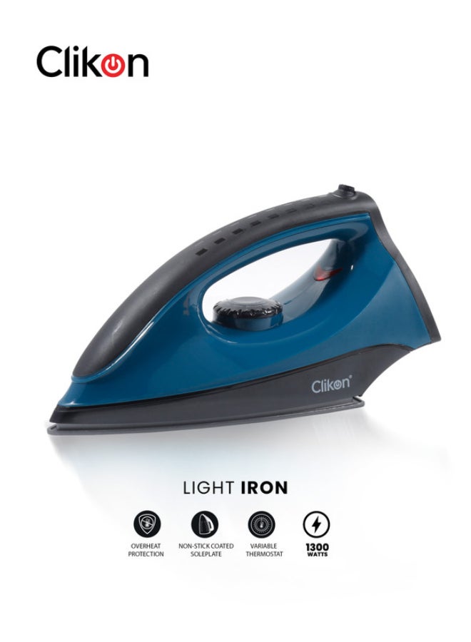 Clikon Lightweight Compact Dry Iron 1100 W CK2133 Blue/Black - Image 1