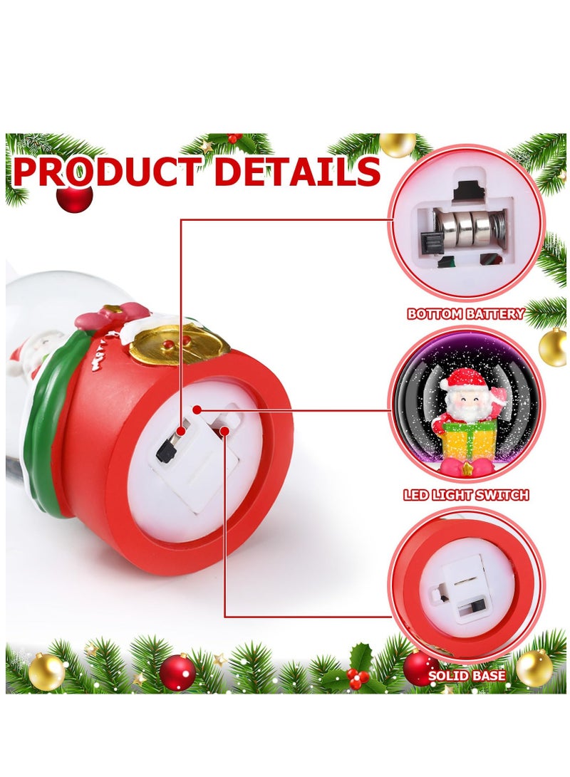 SOLARAE Christmas Glitter Water Globe Mini Snow Globe Santa Claus Christmas Tree Snowman Snow Christmas Elements Snow Globe House Decoration With Led Light For Family Office, 2 Pcs - Image 4