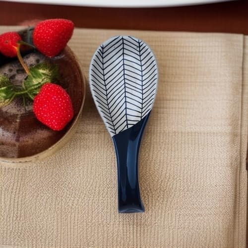 MALAIKAH Ceramic Black with Zebra Print Long Print Spoon Rest | Handmade Kitchen Spoon Holder | Pack of 1 - Image 1