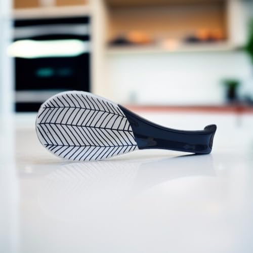MALAIKAH Ceramic Black with Zebra Print Long Print Spoon Rest | Handmade Kitchen Spoon Holder | Pack of 1 - Image 4