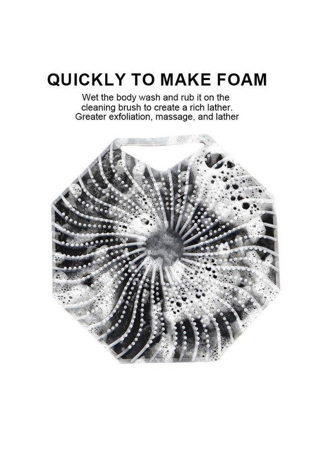 MVM Enterprise Hot Bathroom Anti Bacteria Handheld Round Body Scrubber Soft Silicone Skin Exfoliator Massage Bath Back Cleaning Brush Geometric Design Metallic Body Scrubber Loofah Silicone Body Brush (1 pcs) - Image 4