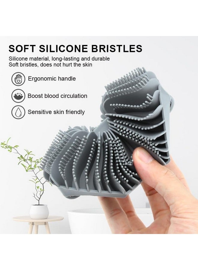MVM Enterprise Hot Bathroom Anti Bacteria Handheld Round Body Scrubber Soft Silicone Skin Exfoliator Massage Bath Back Cleaning Brush Geometric Design Metallic Body Scrubber Loofah Silicone Body Brush (1 pcs) - Image 3