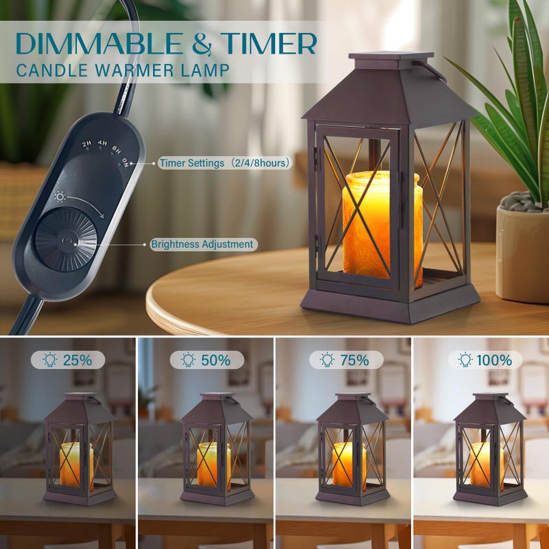 Aaffkaa Candle Warmer Lamp with Timer Dimmable,Electric Candle Lamp Warmer for Jar Candles,Large Candle Warming Lamp,Fully Enclosed Designed and Hanging Up-Coffee Gold - Image 2