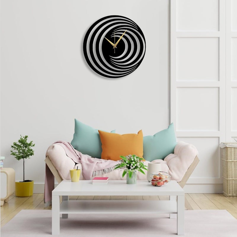 Reyox Material Metal Wall Clock Big Size Wall Clock Modern Clocks for Living Room Stylish Wall Clocks for Home Antique Big Size Modern Wall Watch for Home DecorBlack40 cm DA80 - Image 2