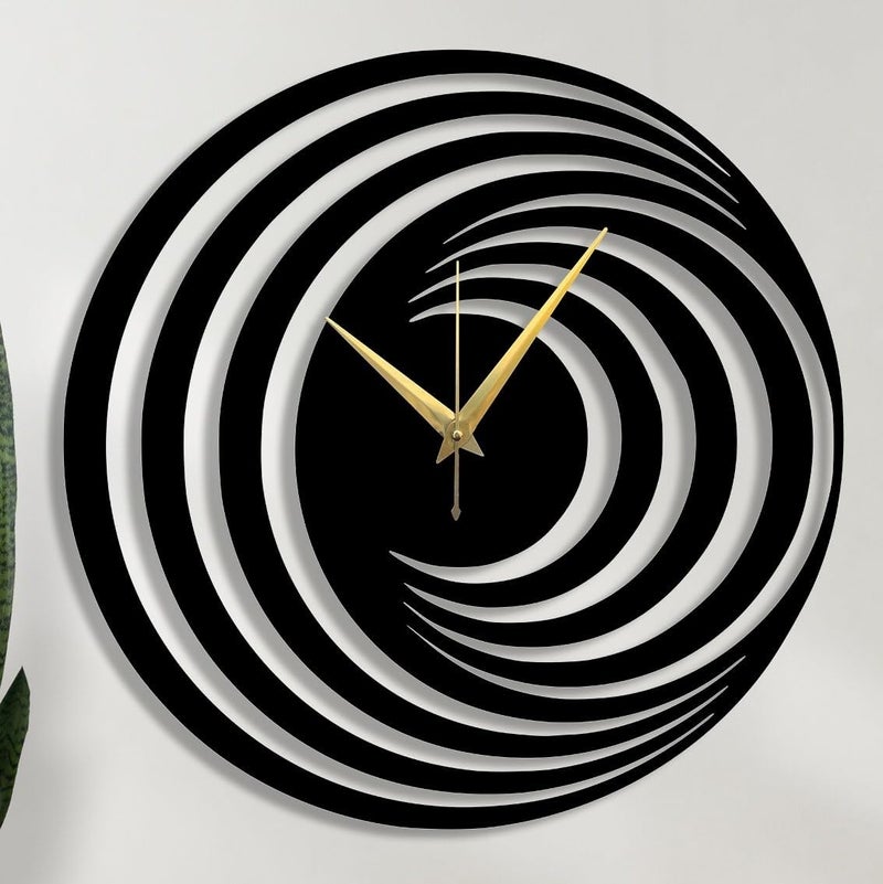 Reyox Material Metal Wall Clock Big Size Wall Clock Modern Clocks for Living Room Stylish Wall Clocks for Home Antique Big Size Modern Wall Watch for Home DecorBlack40 cm DA80 - Image 1