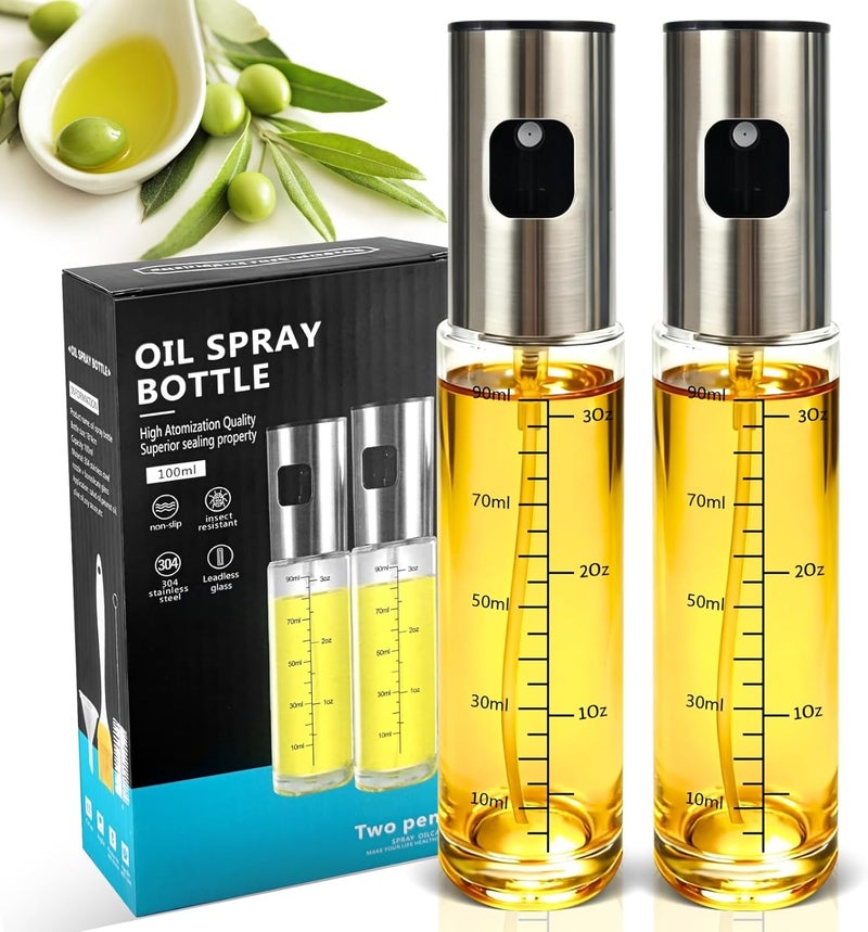 BOKKY 2 Pack Oil Sprayer for Cooking, 100ml Olive Oil Mister for Air Fryer And BBQ (Transparent / 2 Pack) - Image 1