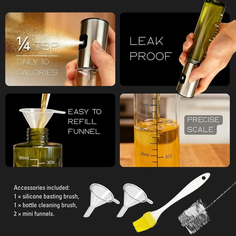 BOKKY 2 Pack Oil Sprayer for Cooking, 100ml Olive Oil Mister for Air Fryer And BBQ (Transparent / 2 Pack) - Image 4
