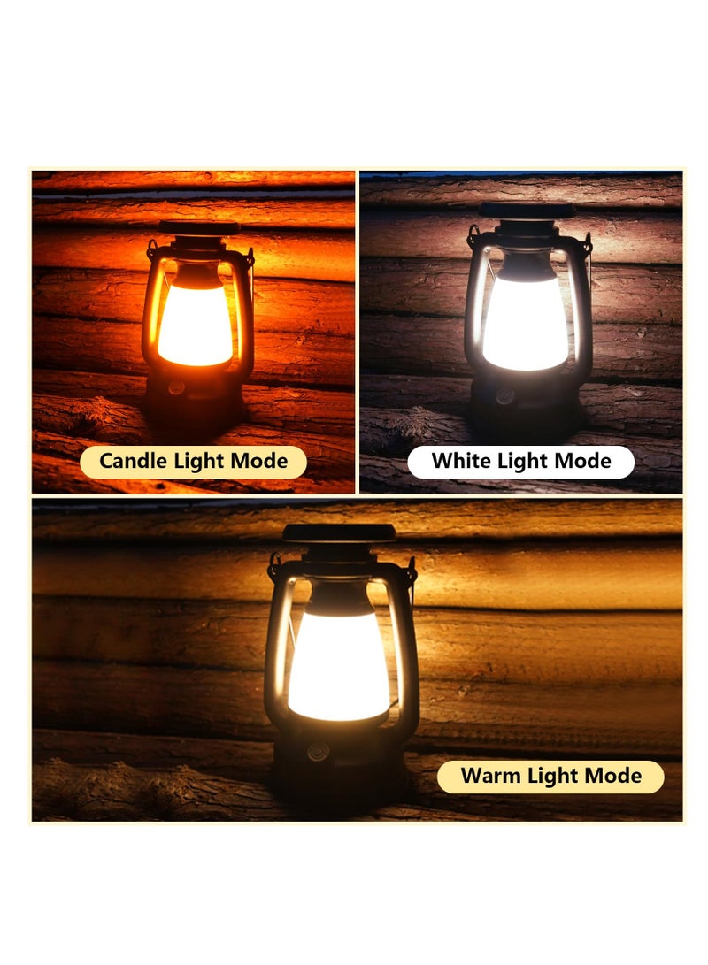 مصباح تخييم PROBE FIRE كلاسيكي يعمل بالطاقة الشمسية قابل لإعادة الشحن LED محمول مقاوم للماء للإضاءة الخارجية فوانيس محمولة تعمل بالكيروسين مصابيح طوارئ على الطراز القديم للمشي لمسافات طويلة والصيد وصيد الأسماك والأجواء الزخرفية سطوع قابل للتعديل وصديق للبيئة للمغامرات ZP06602 (أسود) - Image 4