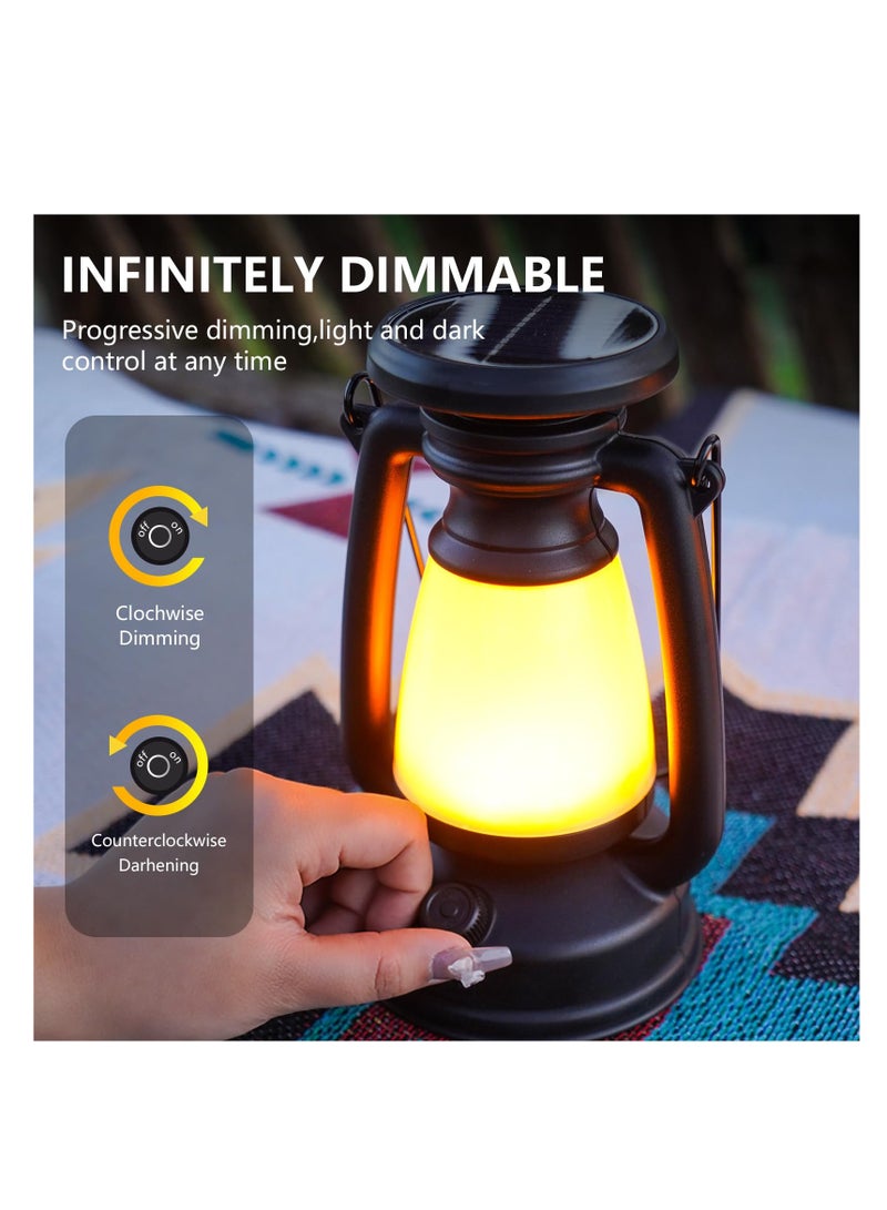 مصباح تخييم PROBE FIRE كلاسيكي يعمل بالطاقة الشمسية قابل لإعادة الشحن LED محمول مقاوم للماء للإضاءة الخارجية فوانيس محمولة تعمل بالكيروسين مصابيح طوارئ على الطراز القديم للمشي لمسافات طويلة والصيد وصيد الأسماك والأجواء الزخرفية سطوع قابل للتعديل وصديق للبيئة للمغامرات ZP06602 (أسود) - Image 2