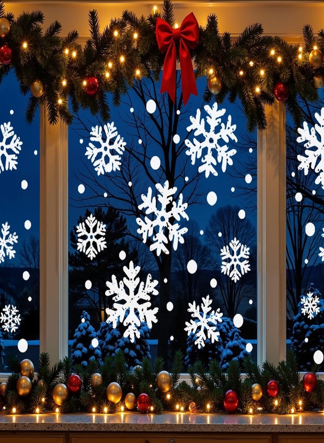 إيفينف ملصقات نوافذ داخلية لزينة عيد الميلاد: 8 أوراق كبيرة جدًا من زينة نوافذ عيد الميلاد على شكل ندفات ثلج بيضاء، ديكور ريفي لعيد الميلاد على شكل ندفات ثلج للأطفال والمنزل والمدرسة والمكتب وحفلات العطلات الشتوية - Image 5