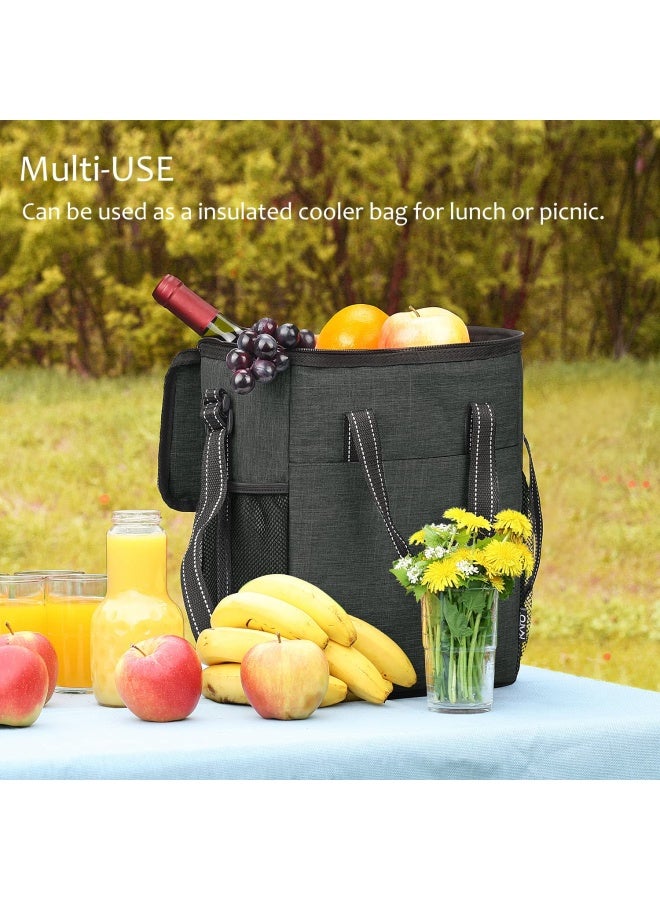 Tirrinia 6 Bottle Wine Carrier - Insulated  Padded Wine Carrying Cooler Tote Bag with Handle and Adjustable Shoulder Strap for Travel or Picnic IDEAL Wine Lover Gift Black - Image 5