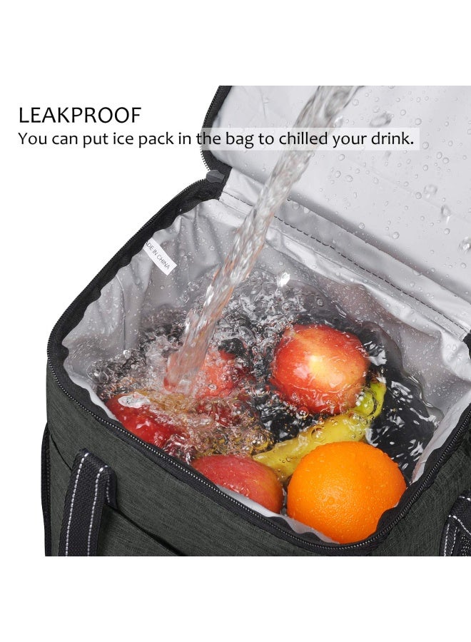 Tirrinia 6 Bottle Wine Carrier - Insulated  Padded Wine Carrying Cooler Tote Bag with Handle and Adjustable Shoulder Strap for Travel or Picnic IDEAL Wine Lover Gift Black - Image 2