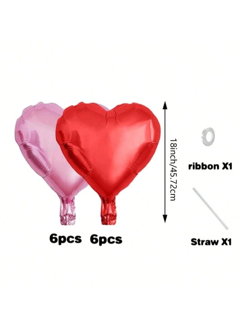 Red and Rose Gold Heart Balloons Set of 6 Red and 6 Rose Gold Balloons High Quality Suitable for Anniversary, Birthdays and All Special Occasions 14 Pieces - Image 3