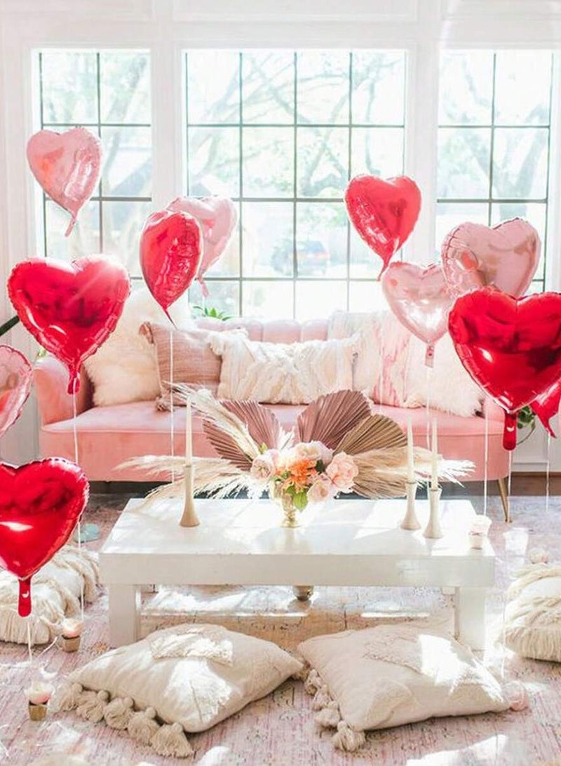 Red and Rose Gold Heart Balloons Set of 6 Red and 6 Rose Gold Balloons High Quality Suitable for Anniversary, Birthdays and All Special Occasions 14 Pieces - Image 2
