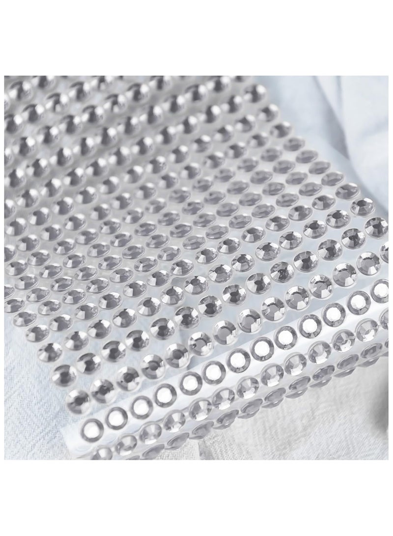 3090Pcs 4 Sheets Rhinestone Stickers 3/4/5/6 mm Self Adhesive Craft Rhinestones Gems for Face Eyes Makeup Hair Body (White-3/4/5/6mm) - Image 4