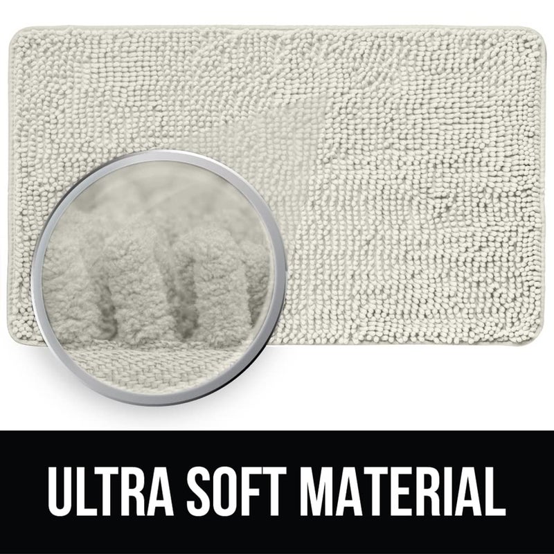 KANGAROO Bathroom Rugs  Chenille Soft Absorbent Bath Rug  Shaggy Shower Mat  Quick Dry Machine Wash Bathmat  Plush Carpet Mats for Tub  Bathtub and Bath Room Home Decor Accessories  24x17  Cream - Image 2