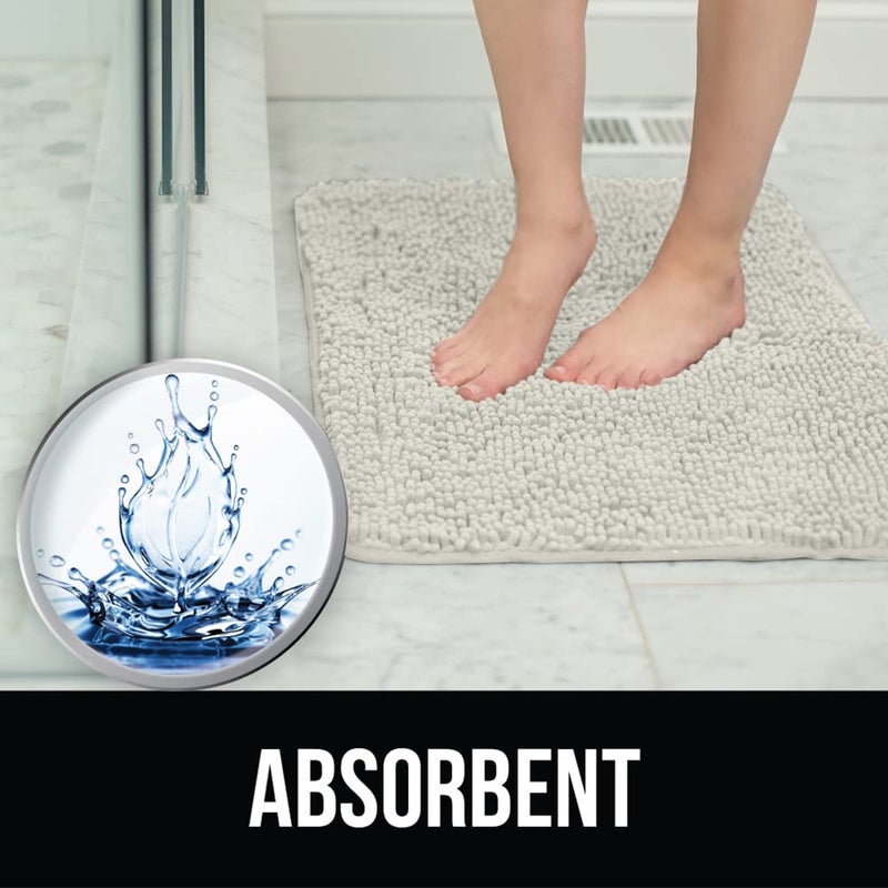 KANGAROO Bathroom Rugs  Chenille Soft Absorbent Bath Rug  Shaggy Shower Mat  Quick Dry Machine Wash Bathmat  Plush Carpet Mats for Tub  Bathtub and Bath Room Home Decor Accessories  24x17  Cream - Image 4