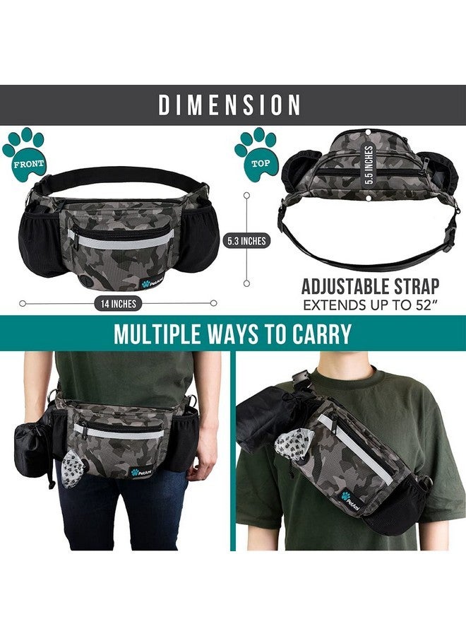 PetAmi PetAmi Dog Fanny Pack, Treat Pouch for Dog Walking, Training, Built in Poop Bag Dispenser, Water Bottle Holder, Collapsible Bowl, Pet Treat Waist Belt for Hiking, Running, Kibbles (Camo Black) - Image 5
