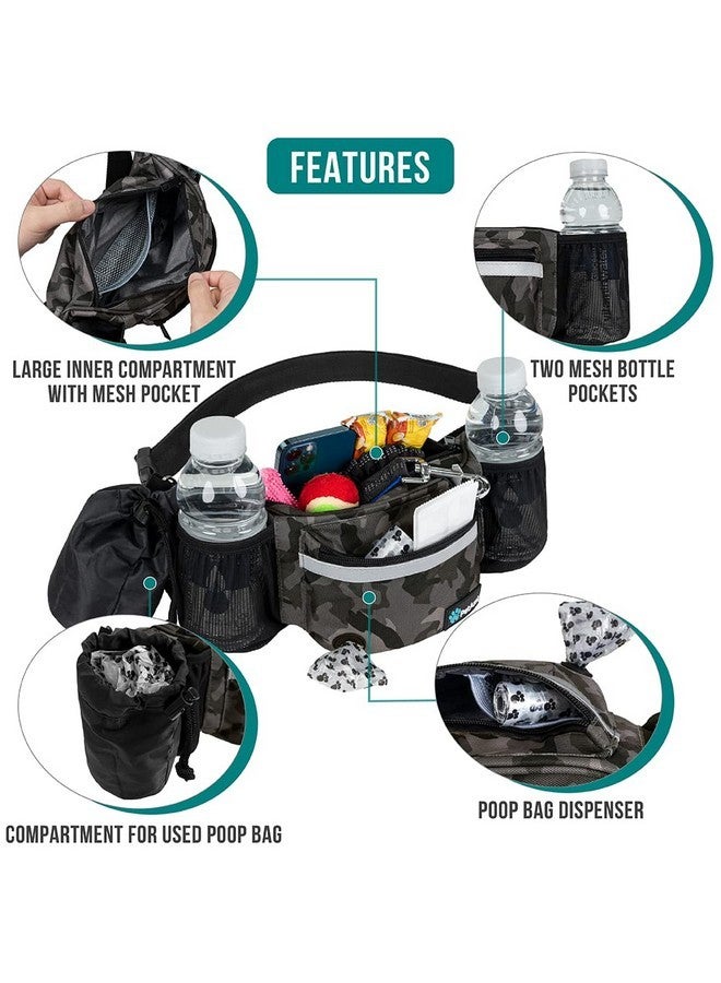PetAmi PetAmi Dog Fanny Pack, Treat Pouch for Dog Walking, Training, Built in Poop Bag Dispenser, Water Bottle Holder, Collapsible Bowl, Pet Treat Waist Belt for Hiking, Running, Kibbles (Camo Black) - Image 3