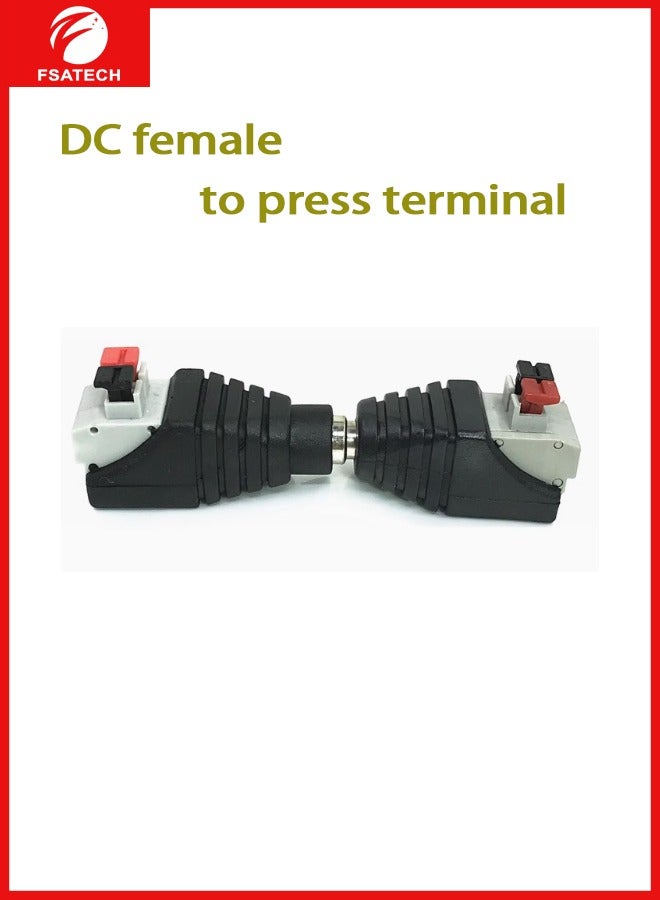 FSATECH 10 قطعة 5.5 مللي متر x 2.1 مللي متر تيار مستمر الطاقة أنثى جاك إلى 2 موصل الصحافة نوع موصل للتحكم في ضوء LED - Image 1