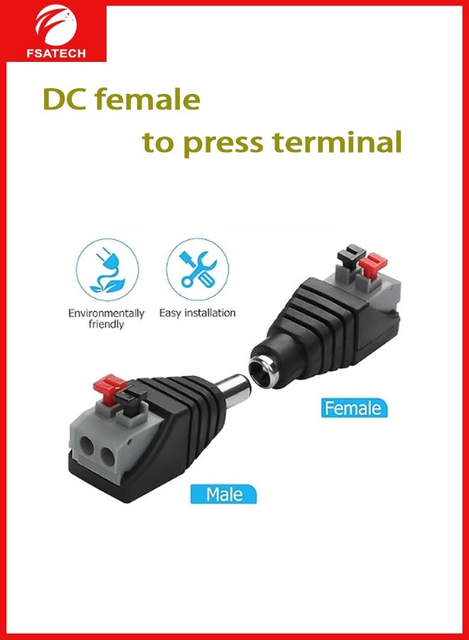 FSATECH 10 قطعة 5.5 مللي متر x 2.1 مللي متر تيار مستمر الطاقة أنثى جاك إلى 2 موصل الصحافة نوع موصل للتحكم في ضوء LED - Image 2